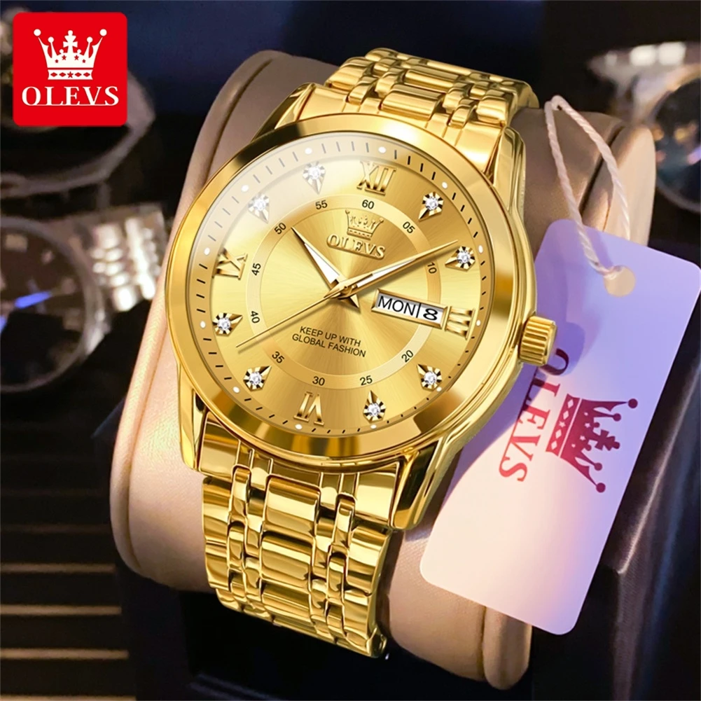 

OLEVS Brand Luxury Diamonds Quartz Men's Watches Classic Business Men Watch Stainless Steel Business Men's Quartz Watch for Men