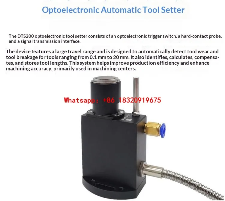 DTS-200 photoelectric tool setter for machining centers, tool breakage detection, and Z-axis tool setter for CNC machine tools.