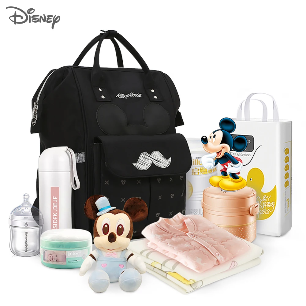 Disney-Bolsa de pañales de maternidad para madre, mochila de gran capacidad para cochecito, mochila de viaje para lactancia, cambiador de bebé con