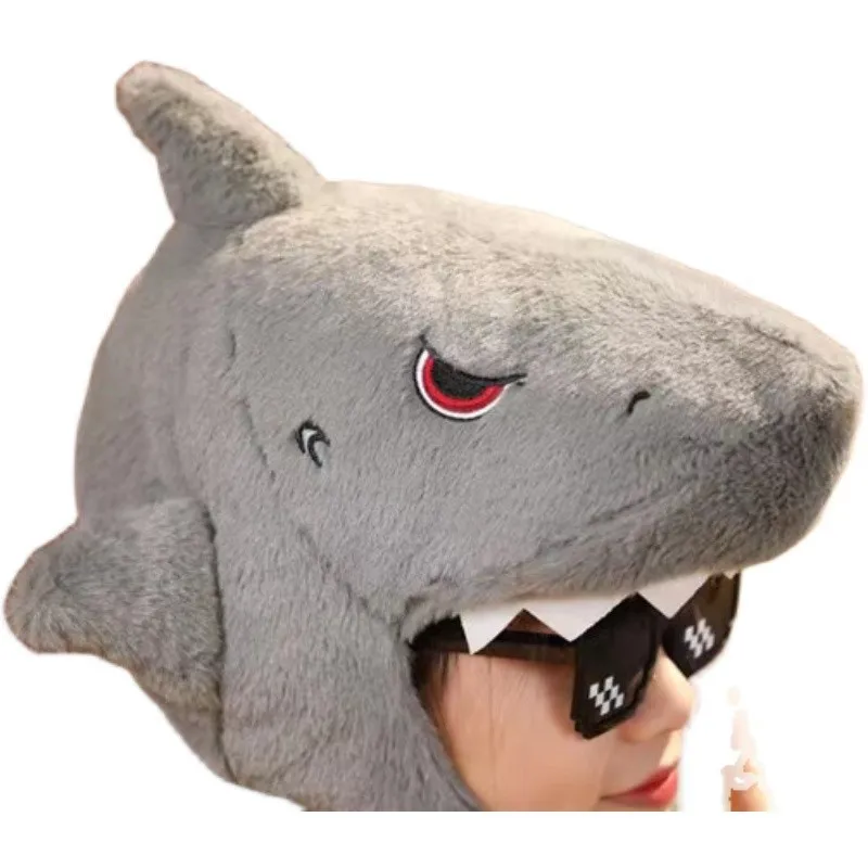 Adult Children Shark Hat Carton Plush Cap Funny Party Costume Dress Cosplay Carnival Photo Props