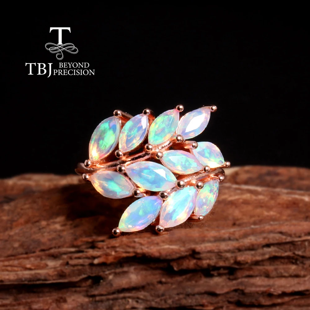 Luxury Light October Birthstone Natural Opal Rose Gold Ring 925 Silver fine jewelry women's anniversary & wedding gift