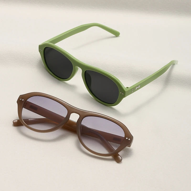 كوريا الرجعية البيضاوي الوردي النظارات الشمسية النساء INS الشارع النار ظلة نظارات الغبار يندبروف ركوب نظارات شمسية UV400 #2