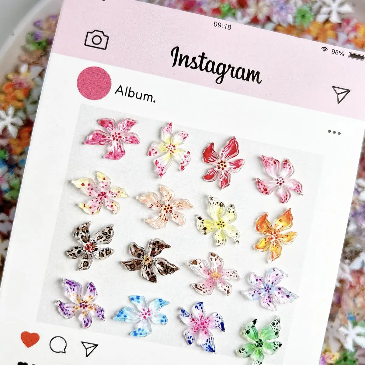 

New Simulated Windmill Flowers Nail Charms Transparent Colorful Painted Polka Dots Flower Resin Nail Art Decorations DIY Nails