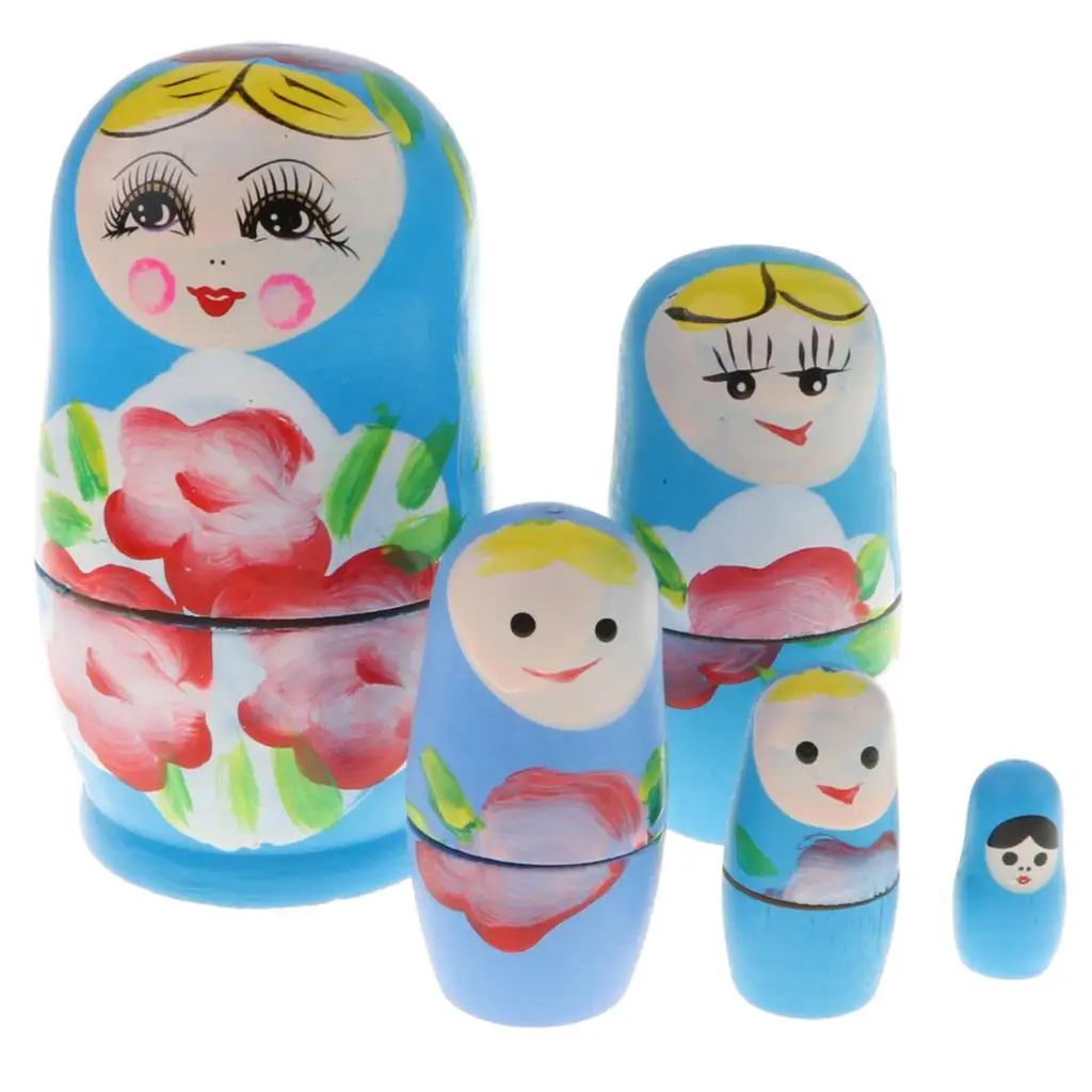 Bambole russe Matrioska 5 strati regalo di compleanno di natale di nidificazione dipinto a mano per bambini