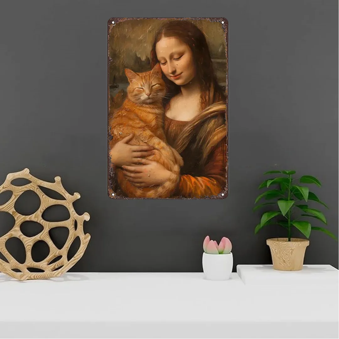 Funny Poster Mona Lisa Vintage Metal Sign Wall Art Plaque,Home,Garden,Hotel,Cafe,Bar,club,Bedroom Decoration Board Retro Gift