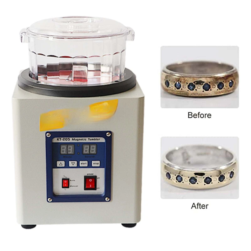 KT 205 Electro Magnetic Tumbler Jewelry Polisher 800g 2800rpm Capacity Jewelry Polishing Machine for Gold Silver