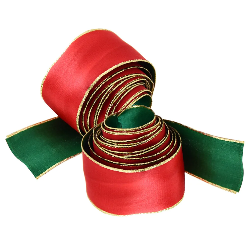 

2Pcs Bright Color Ribbon Durable Fabric Christmas Decoration for Gifts Holiday Packages Birthday Presents 3.8cm 15G Green Red