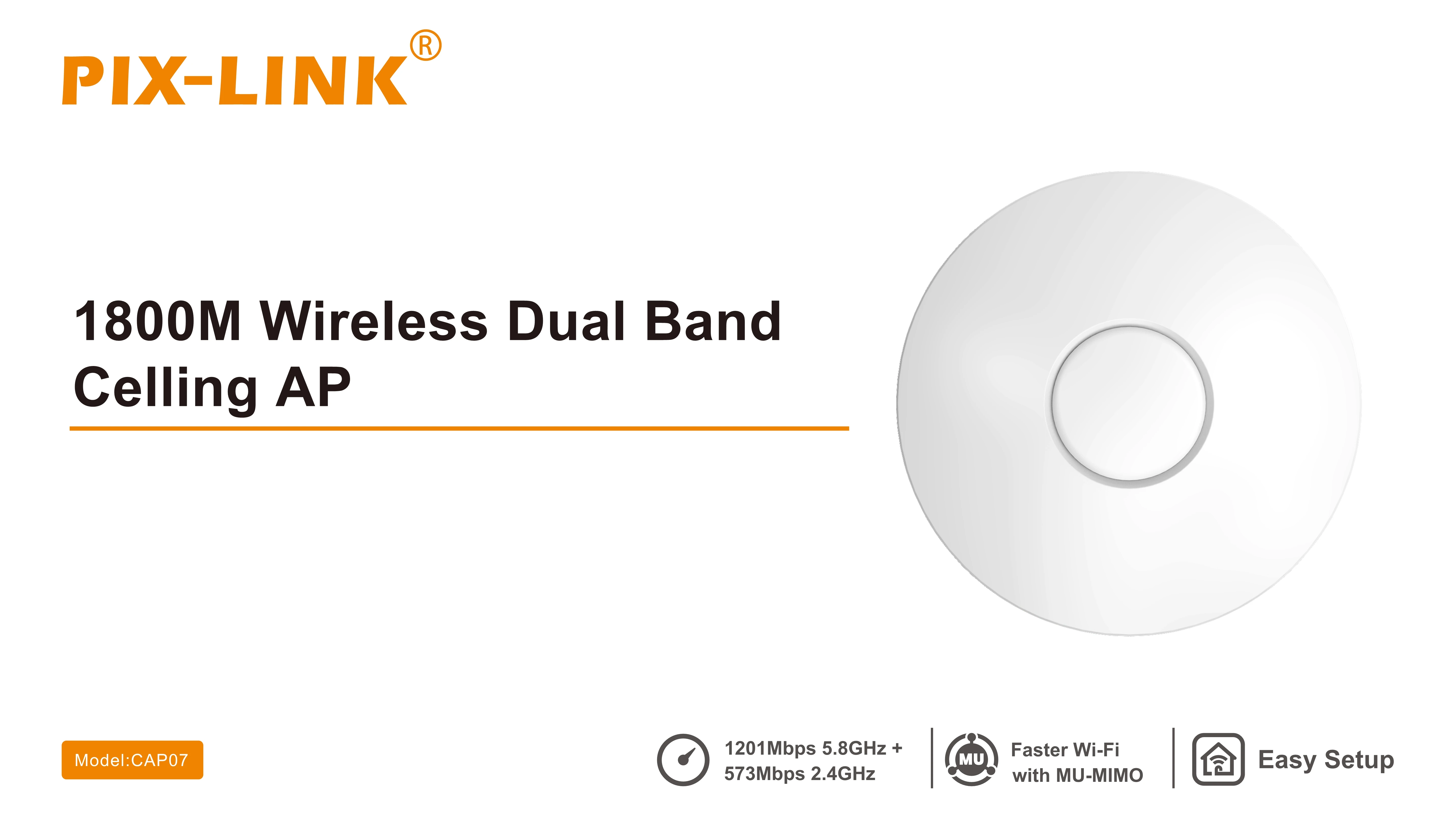 PIX-LINK Access Point Wireless 1800mbps Wifi 6 POE Ceiling AP With Link 127 Devices