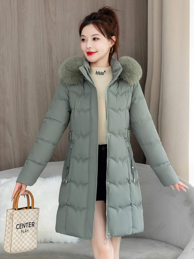 

Утепленное женское пальто Slim Fit средней длины из хлопка и полиэстера на молнии, новинка зимы 2025, с защитой от катышков