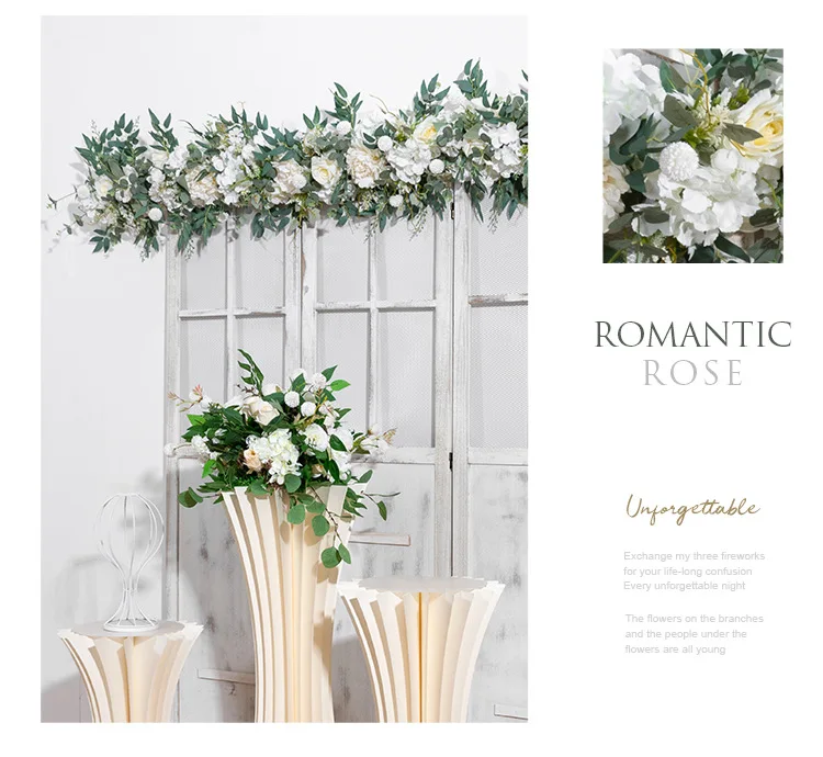 Blaue Künstliche Hortensien-Rosen-Blumenreihe Hochzeits-Hintergrund Bogen Fensterdekoration Künstliche Blumenarrangements für Event-Dekoration – Detail 6