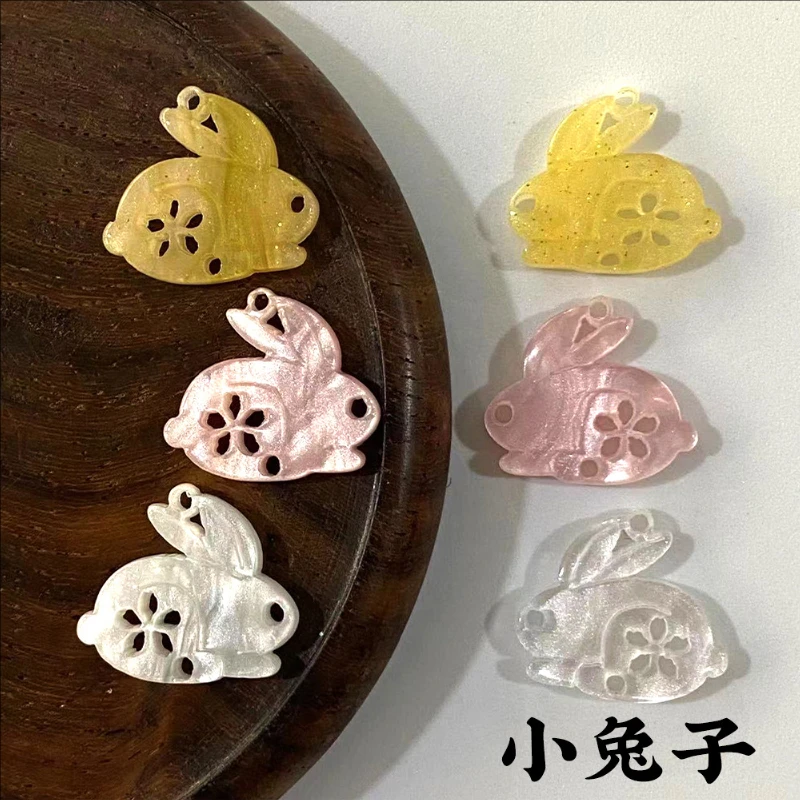 10 Pieces/Lot New Retro Animal Acetic Acid Rabbit Beads Resin Charm Connectors for Diy Hair Earrings Jewelry Accessories