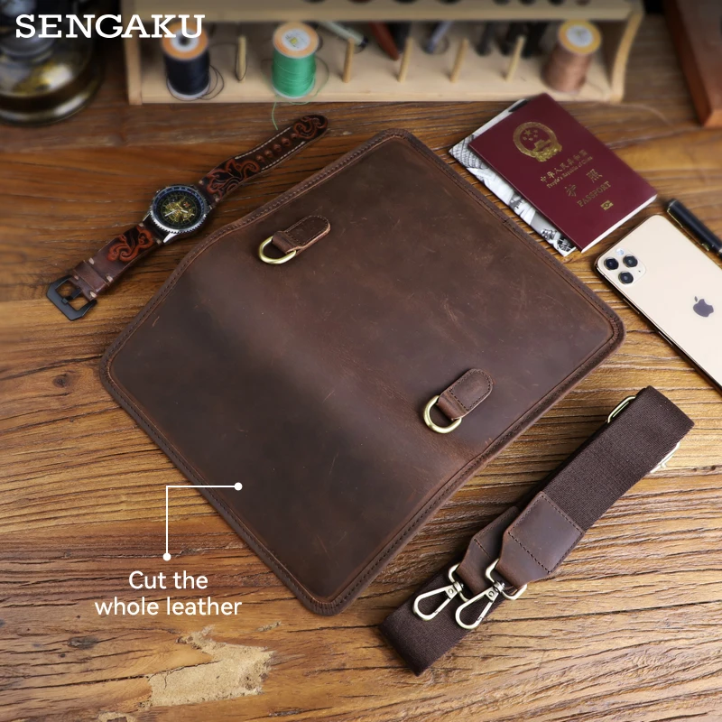 

Retro Men's Genuine Leather One-shoulder Bag Head Layer Crazy Horse Leather Large Capacity Crossbody Messenger Bag
