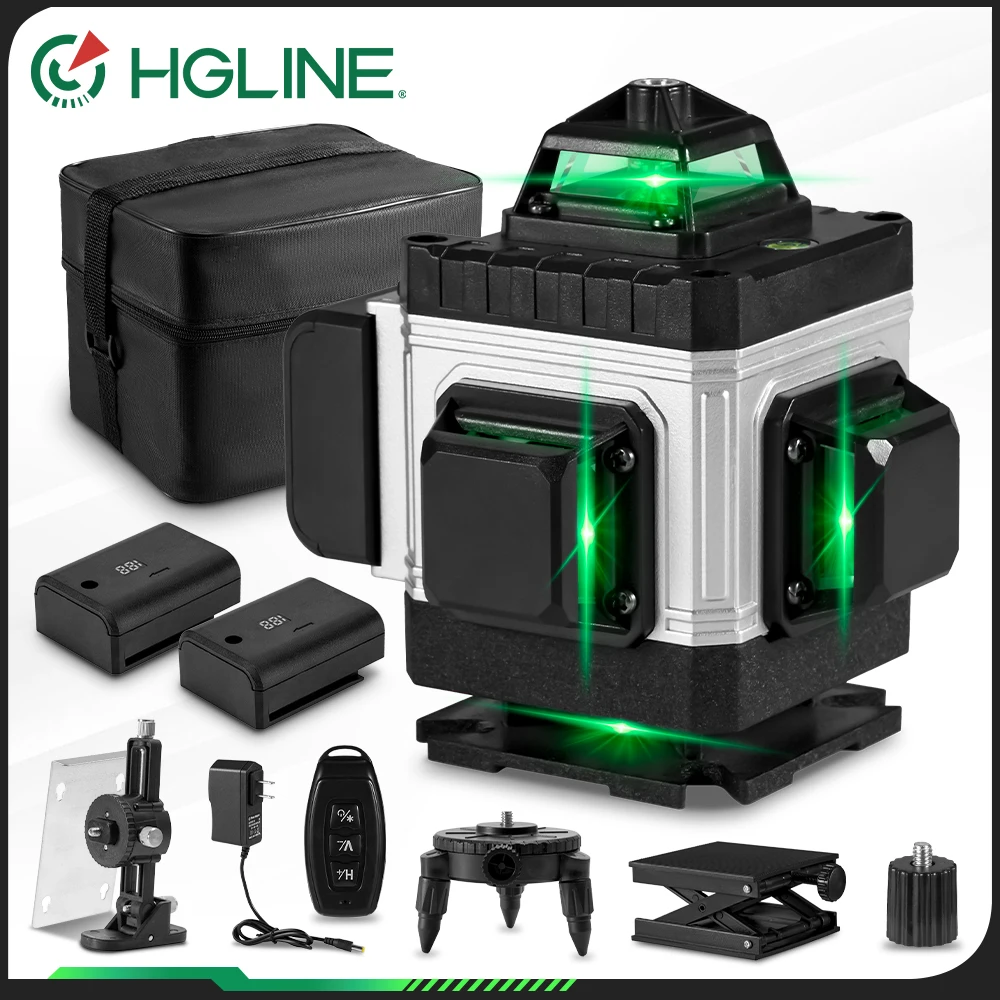 HGLINE 4D 16 Lines Laser Level APP Remote Control 360° Cross Measure Laser Beam Laser Level Horizontal Vertical Levels Tools