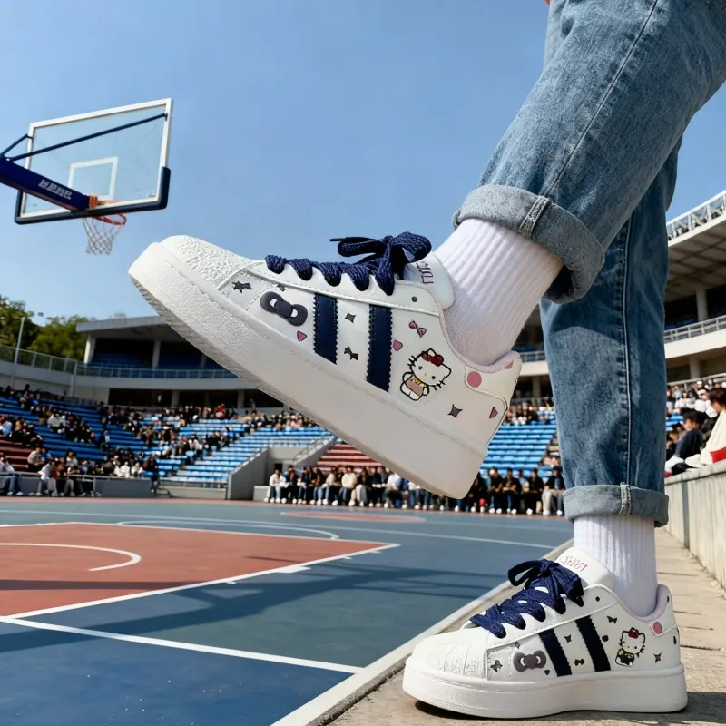 

Kids'Casual Shoes Sneakers Cartoon Hello Kitty PU Leather For Girls Printed Anti-slip Breathable Blue Pink Shoes Size 26-37