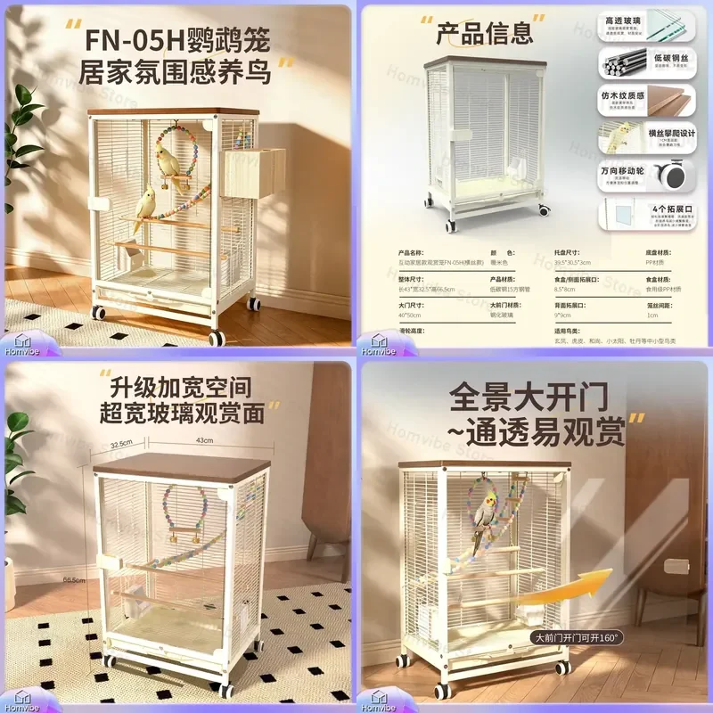Large Luxury Bird Cage for Parrot Sun Conure Cockatiel Lovebird Ecological Household Nest Villa Style Spacious Durable
