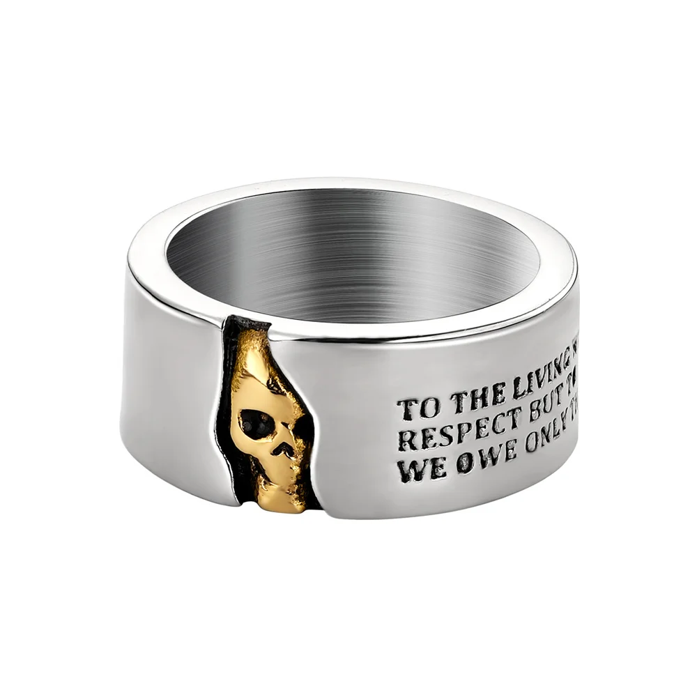 Two Color Skull Head Titanium Steel Ring For Men/Women Street Hip-Hop Trendy Niche High-End Creative Charm Tail Finger Jewelry