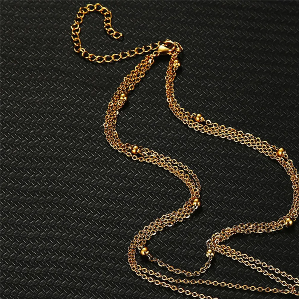 MisenBaBa Vintage Stainless Steel Tassel Necklaces for Women 4 Layered Moon Necklaces Jewelry Gifts