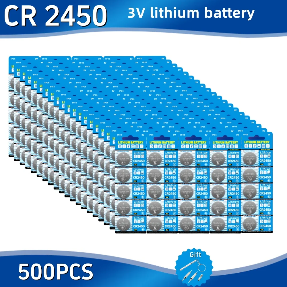 

100-500PCS CR2450 Watch Buttom Battery KCR2450 5029LC LM2450 DL2450 ECR2450 BR2450 CR 2450 3V 600mAh Lithium Coin Cell Batteries