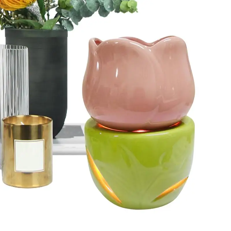 

Tealight Candle Holder Unique Flower Shape Aromatherapy Stove Ceramic Oil Burner Candle Wax Melter Unique Fragrance Warmer With