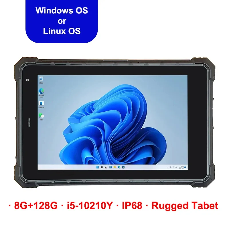 8-Inch Rugged Tablet Windows 11 OS i5-10210Y CPU 8G+128G IP68 4G NFC 2D Barcode Scanner Linux Ubuntu Industrial PC
