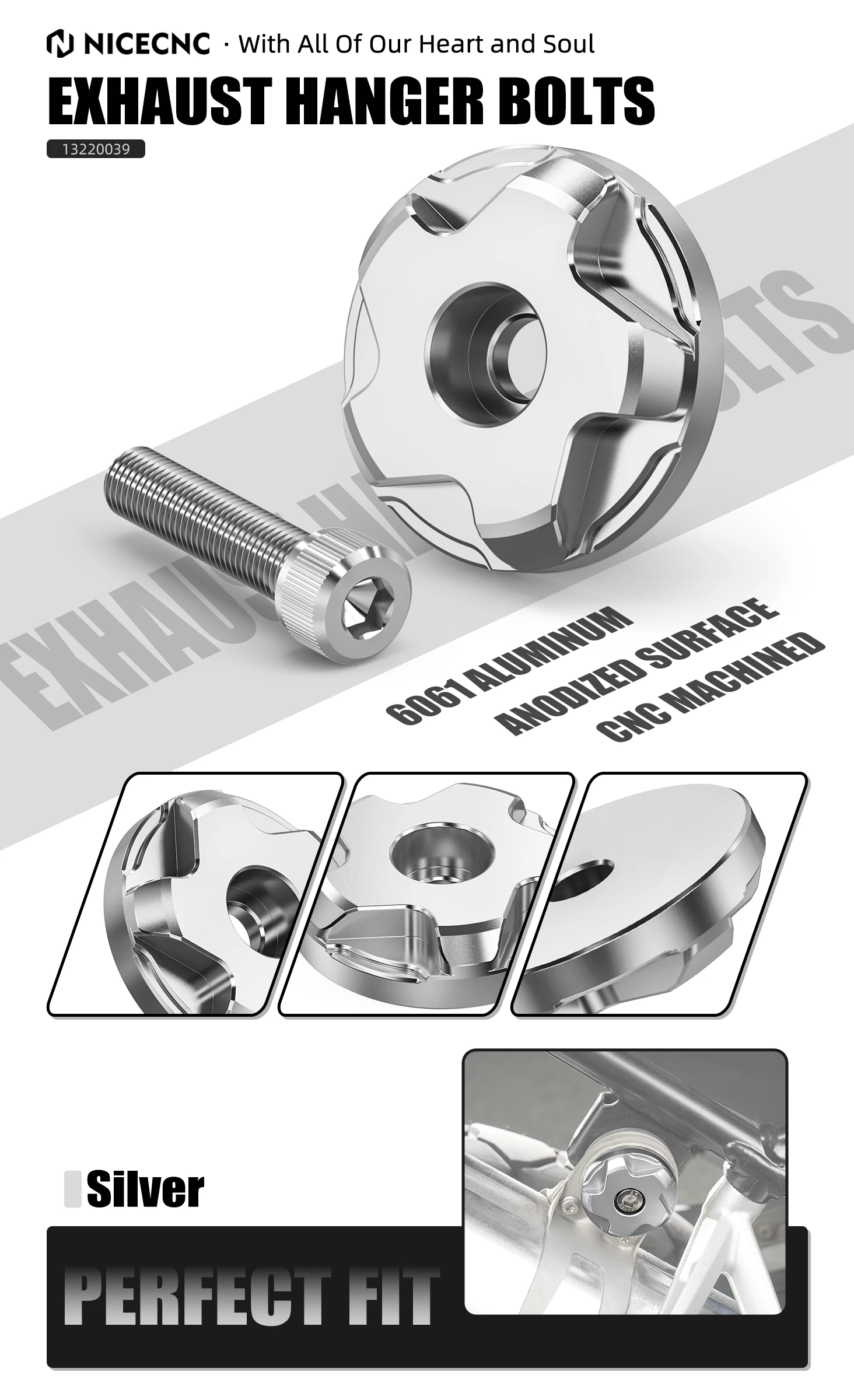 NICECNC Aluminium-Auspuffhalterungsbolzen für BMW R1250GS Adventure R 1250 GS R 1250 GS ADV 2024 2023 2022 2021 2020 2019 – Detail 20