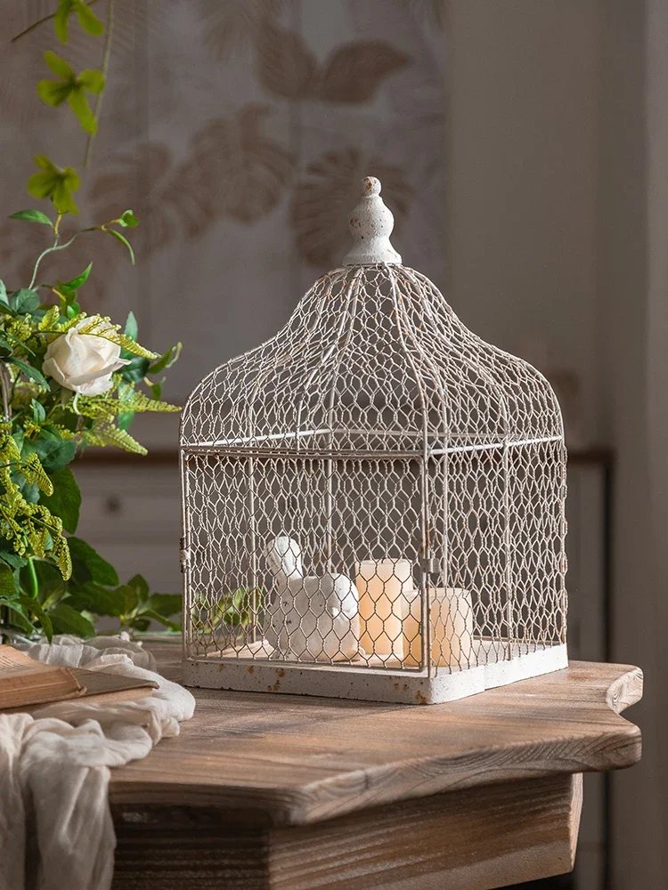 Rustic Metal Chicken Wire Cloches for Planters and Candle Holders, Vintage Decorative Display, Bird Cage, Set of 2