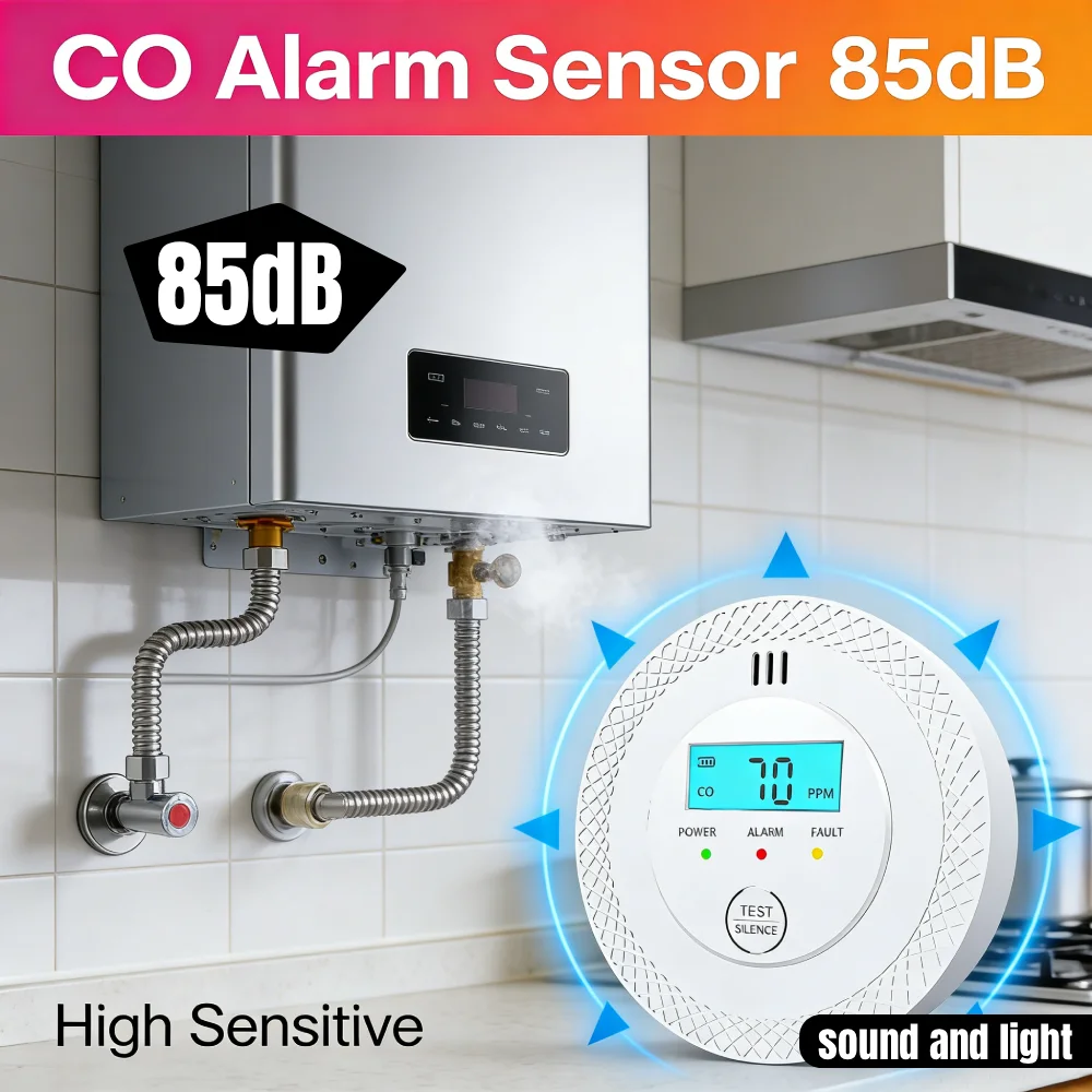

Carbon Monoxide Alarm Detector 85dB High Sensitive Warning CO Detector LCD Display Carbon Monoxide Detector Alarm for Home Hotel