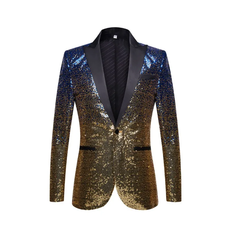 

Men Gradual Change Color Sequins Tuxedo One Button Suit Jacket Slim Fit Blazer Weddings Party Dinner Prom Sport Coat Christmas