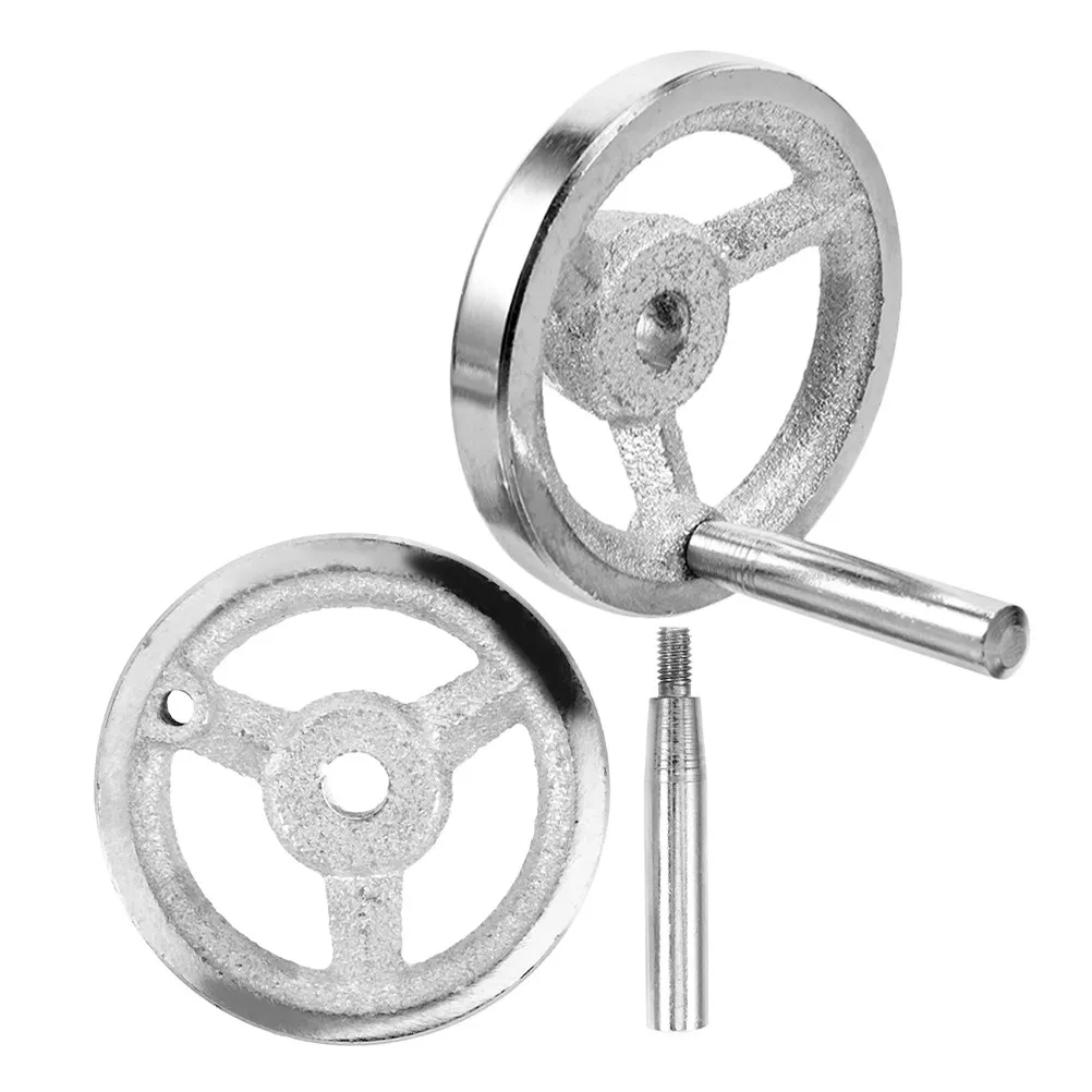 2Pcs Metal Hand Wheel with Revolving Handle for Milling Machine Carbon Steel Lathe Crank Handle Mechanical Parts