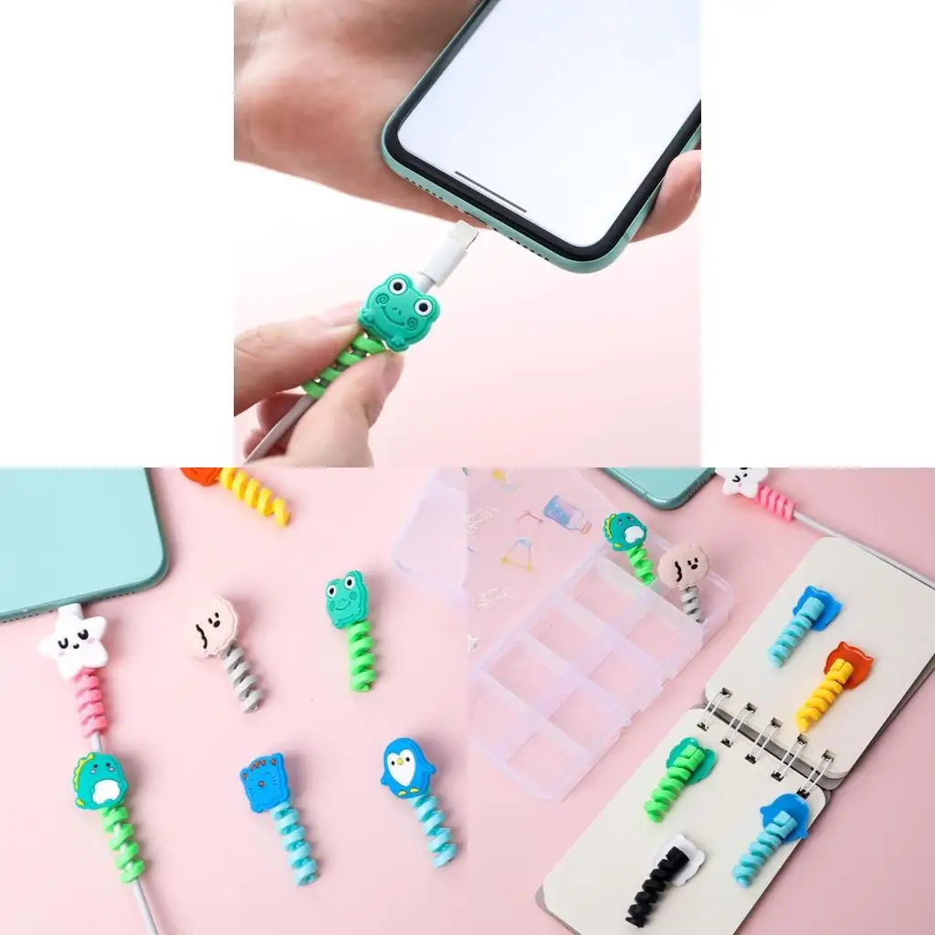 2Pcs Cartoon Cable Protectors USB Cable Saver Silicone Flexible Cable Wire Protectors