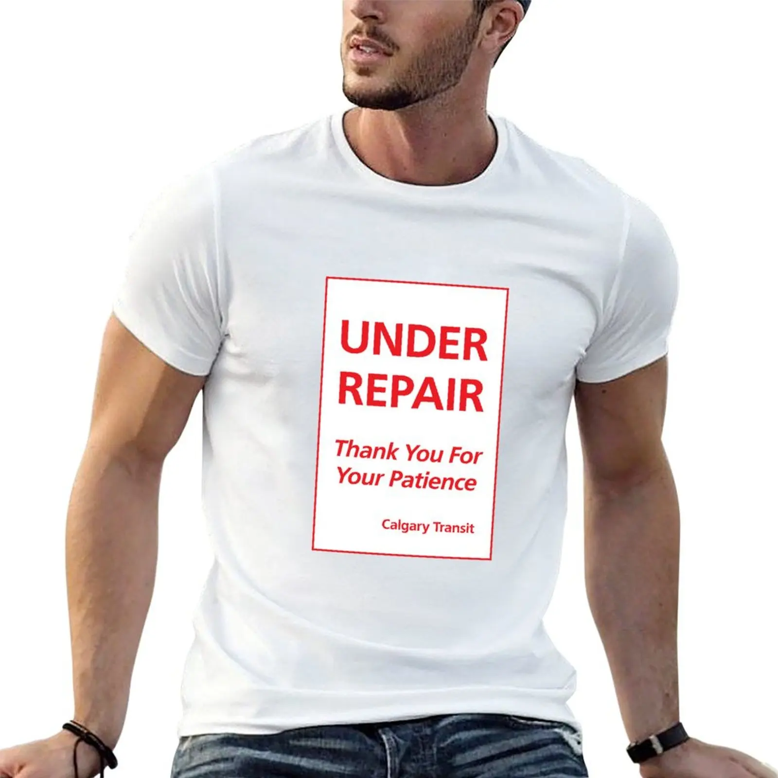 Calgary Transit Under Repair T-Shirt designer shirts rapper graphic tees Men's t-shirt