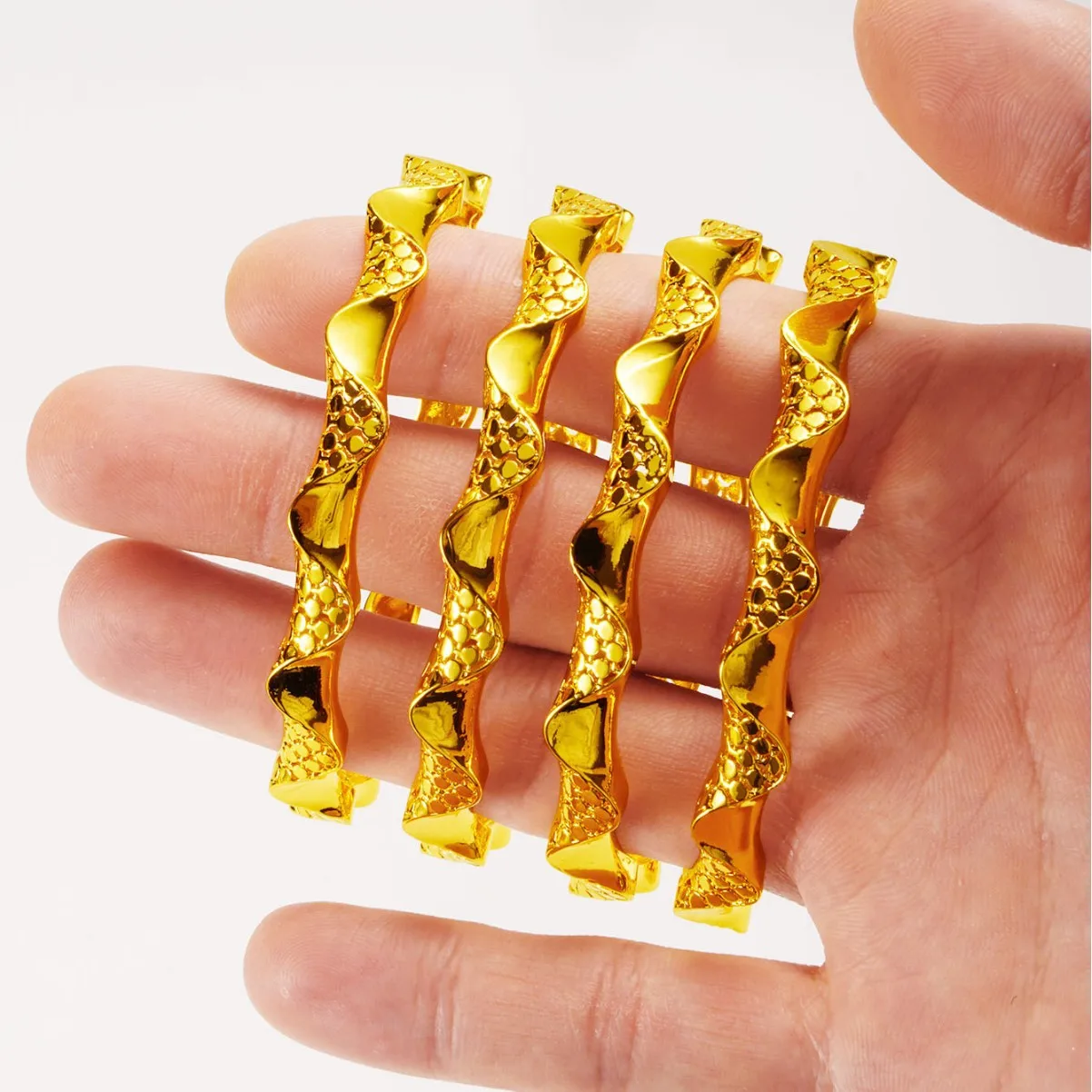 Luxury Gold Color Twist Bracelets Copper Indian Bangle for Women African Jewellery  Brazilian Bangles Wedding Designer Bracelets