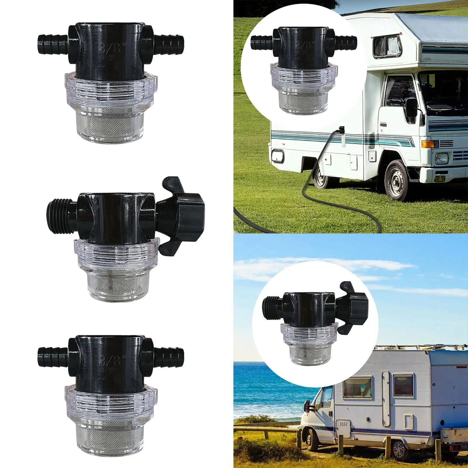Water Pump Strainer Nylon in Line Filter Kit Twist on Sprayer Sediment Filter for RV Marine Boat Lawn