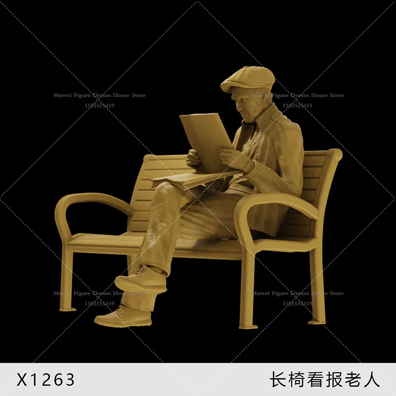 Mini figurine blanche pour hommes, échelle 1/64, échelle 1/43, scène l'inventaire, beurre, lecture de journaux, ElmainPeople, banc de détente, non ander