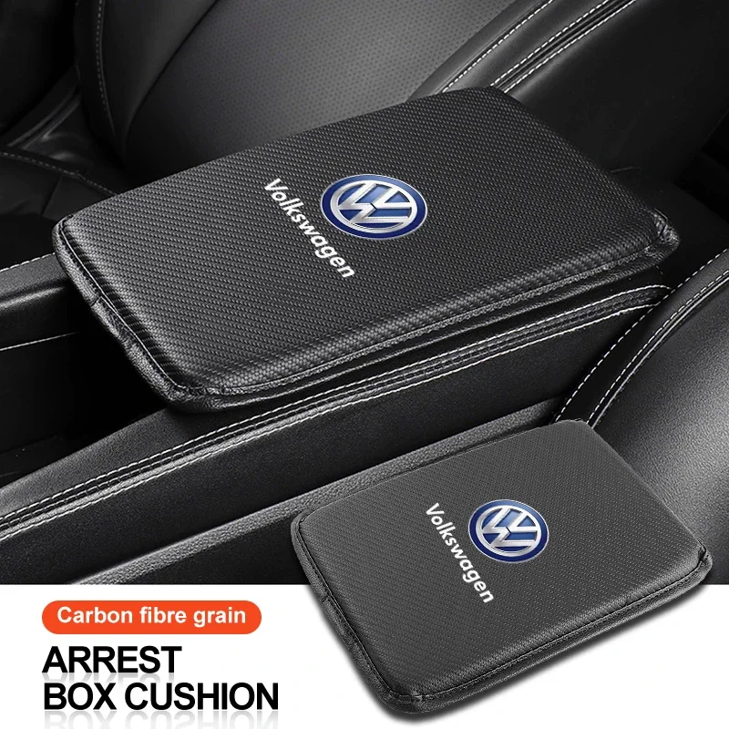 Car Armrest Box Mats Leather Center Console Covers Interior For Volkswagen VW RLine R Golf Amarok ID3 Tiguan T-Cross Polo Jetta