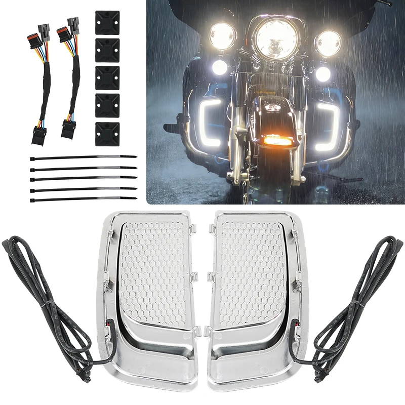 

Motorcycle LED Running Light Turn Signal Fairing Lower For Harley Touring Electra Glide Ultra Classic Street Glide 2014-2020
