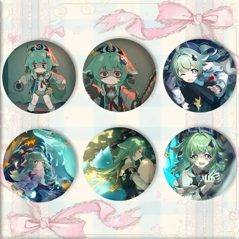 Anime Game Honkai Star Rail Huohuo Manga Badge Round Art Brooch Clothes Backpack Accessories Lapelnd Laserh