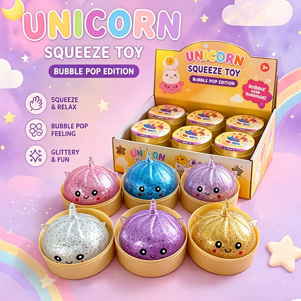 Cute Kawaii Unicorn Steamed Bun Squishy Blind Box Slow Rebound Squeeze Fidget Sensory Anxiety Vent Aesthetic Desk Decor Gift