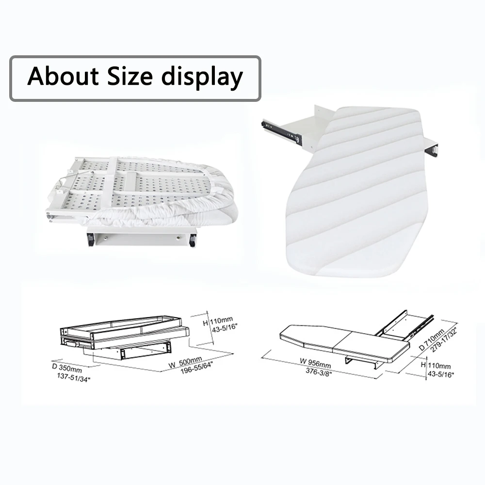 Faltbares Bügelbrett im modernen Stil, einziehbares Bügelbrett, Schrank, ausziehbar, im Schrank entfernt, einfach zu installieren