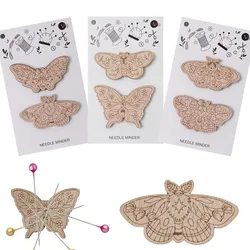 2pcs Cross Stitch Tools Needle Minder Round Sewing Magnet Embroidery Accessories Carved Butterfly Pattern Needlework Accessories