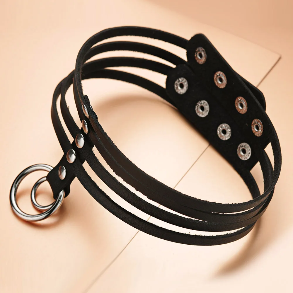 Unique Round Choker Necklace PU Leather Sexy Gift for Women Neckband Gothic Punk Neck Jewelry Sex Toys X633c image 3