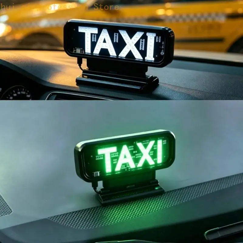 Light Dashboard Service Display Sign with USB Powered Panel Stand Base and Adhesive Mount for Driver Duty Use Daily Work H8WE
