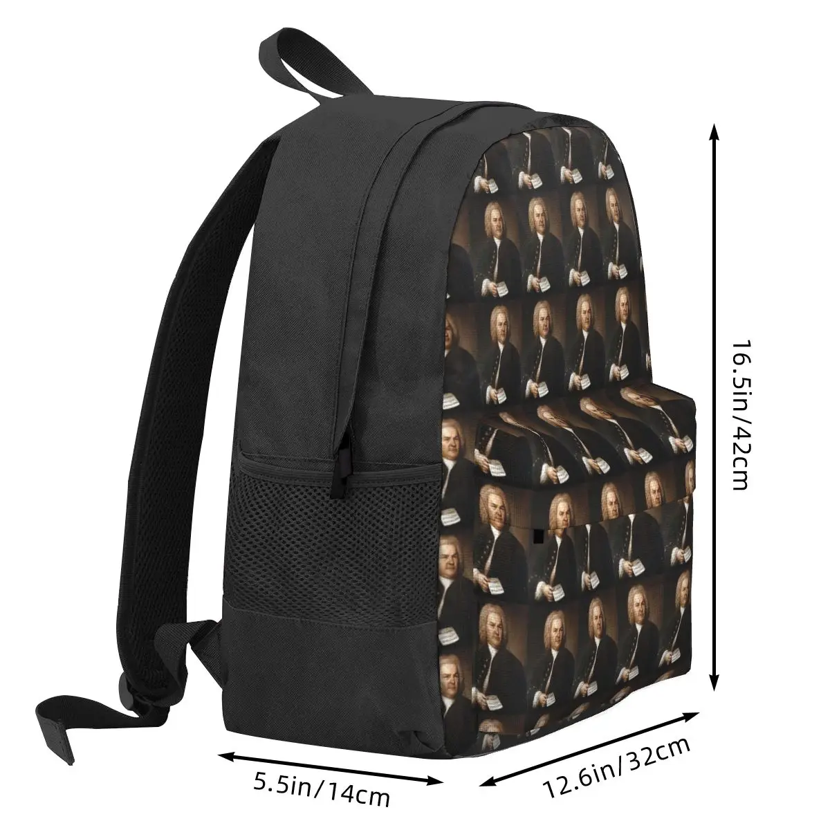 Johann Sebastian Bach, German Composer Backpack Student BookBag Kids School Bag Computer Shoulder Bags for Men Women
