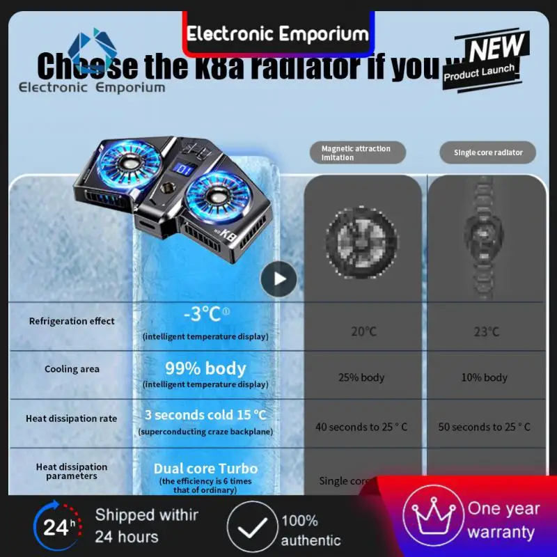 

Magnetic Mobile Phone Cooling Fan Radiator Turbo Hurricane Game Cooler Heat Sink With Temperature Display for Phone/Tablet/iPad