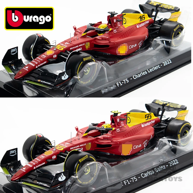 

Bburago 1:24 2022 F1 SF-75 #16 C.Leclerc / #55 C.Sainz 75th Anniversary Dull Red Diecast Model Car