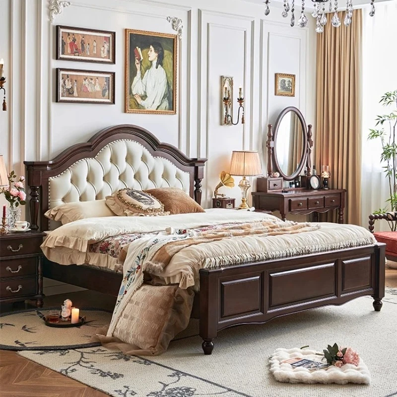 Design Leather Luxury Double Bed Modern Soft Princess Storage Queen Double Bed King Size Letto Matrimoniale Bedroom Furniture