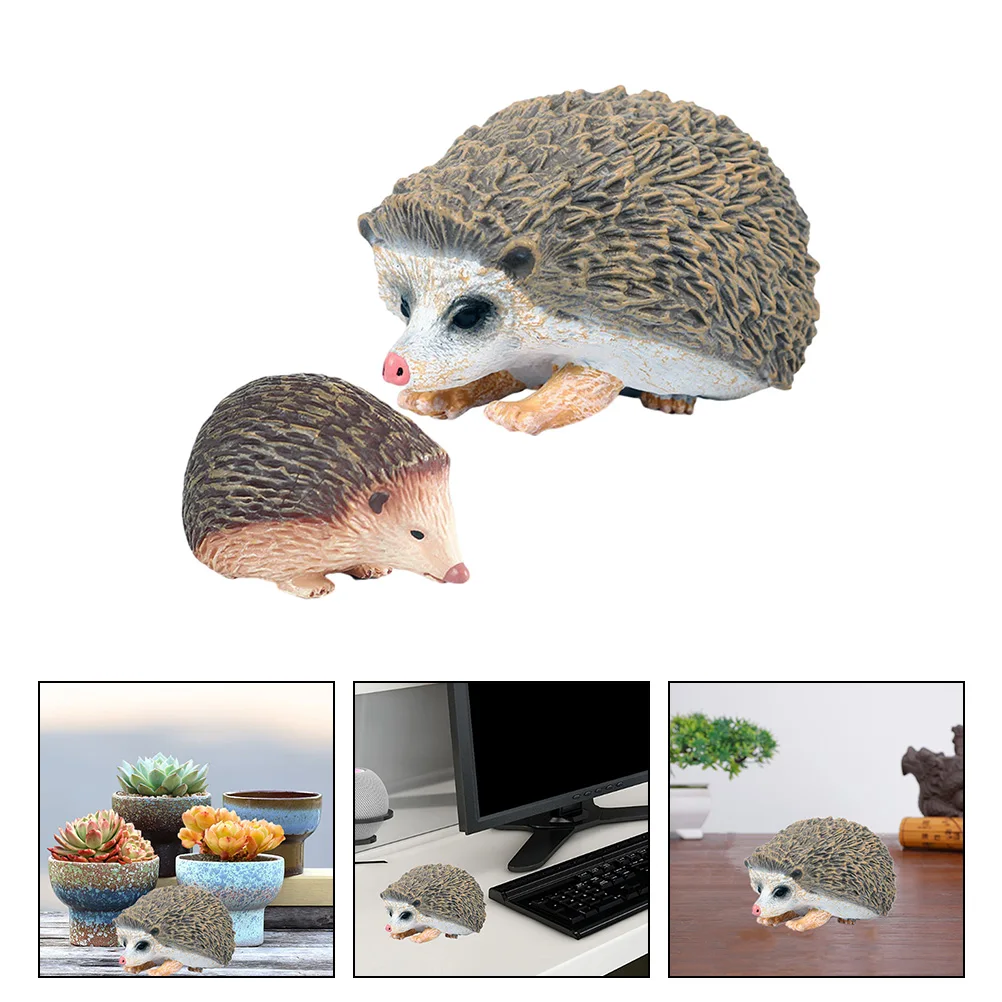 

2pcs Garden Hedgehog Statue Outdoor Yard Ornament Lawn Decoration Landscape Sculpture Bonsai Accessory Miniature Frosty Design