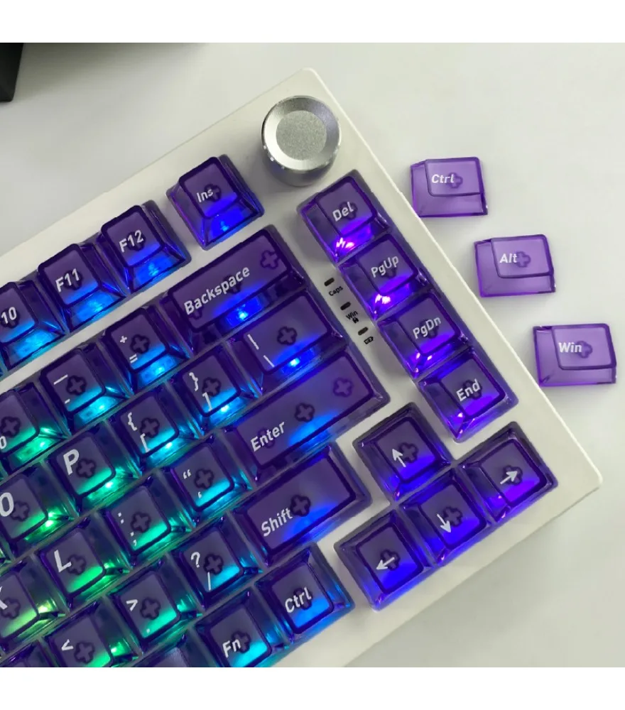 Sublimation PC material purple charm gradual change transparent 136 key original highly customized mechanical keyboard