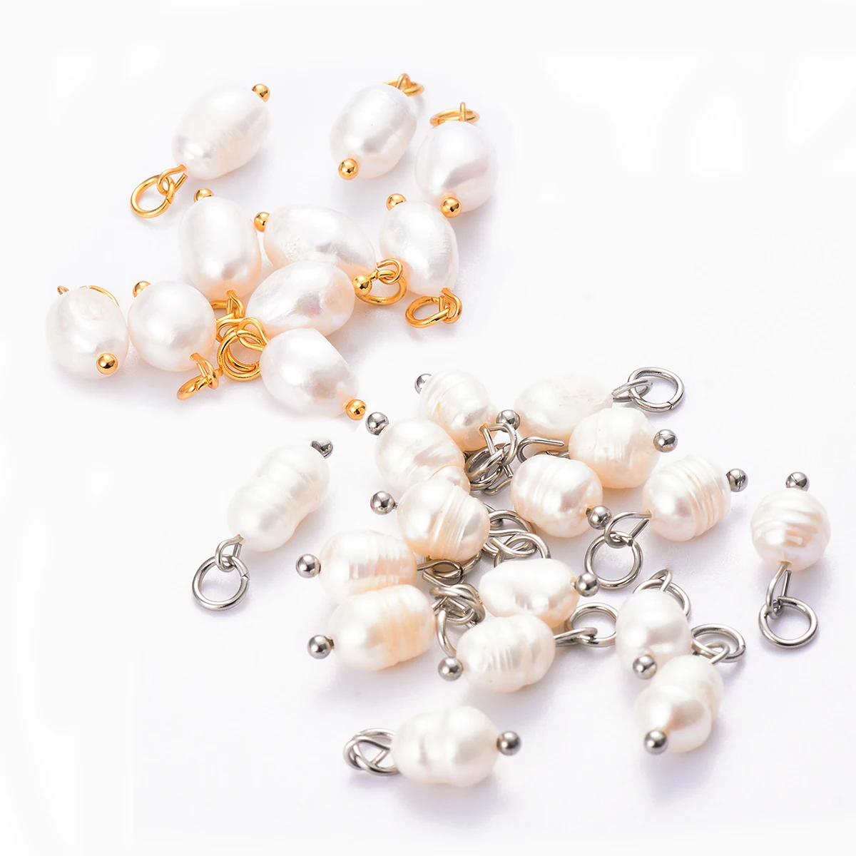 Pérola Natural Beads para Fazer Jóias, Pingente Encantos, Crimp End, Pulseira DIY, Brincos, Achados Acessórios, Dropship, 20PCs