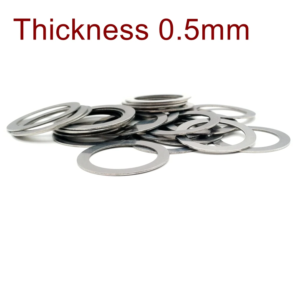 0.1 0.2 0.3 0.5 1.0 Shim Stainless Steel High Precision Ultrathin Adjusting Plain Flat Washer Axle Bearing Spacer Gasket M3-M8